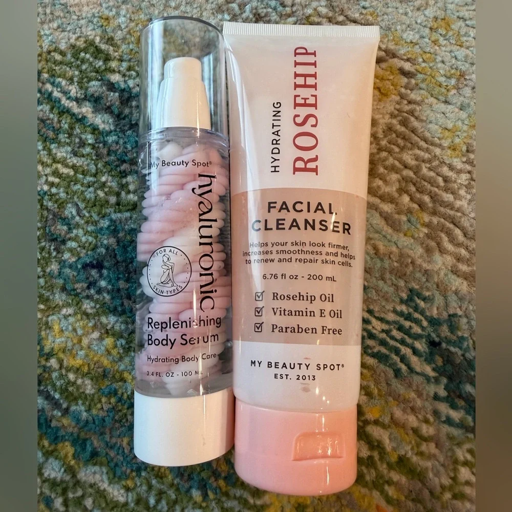 Hydrating Rosehip Facial Cleanser and Hyaluronic Replenishing Body Serum NEW